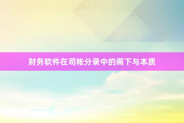 财务软件在司帐分录中的阁下与本质
